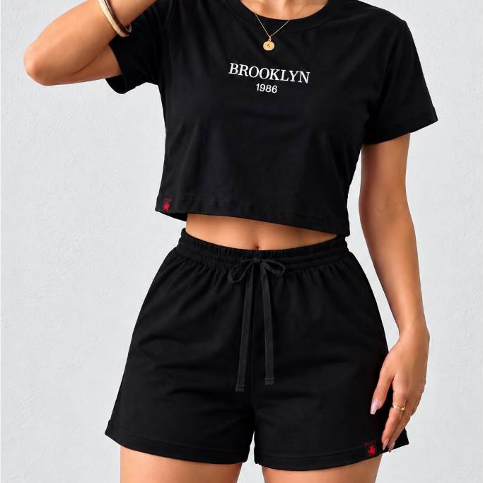 3 COJUNTO FEMININO SHORT E CROPPED DE MOLETOM