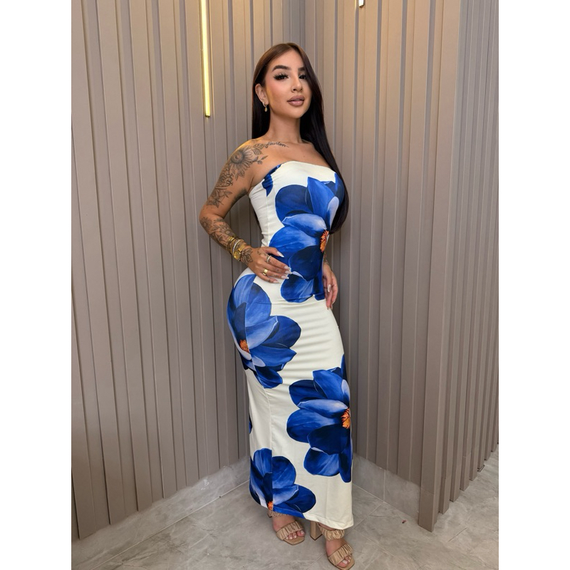 VESTIDO LONGO TOMARA QUE CAIA FLORAL