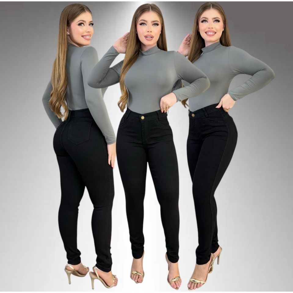 4 Calças Jeans Feminina Skinny Lycra Cintura Alta Modelo Empina Bumbum Lançamento