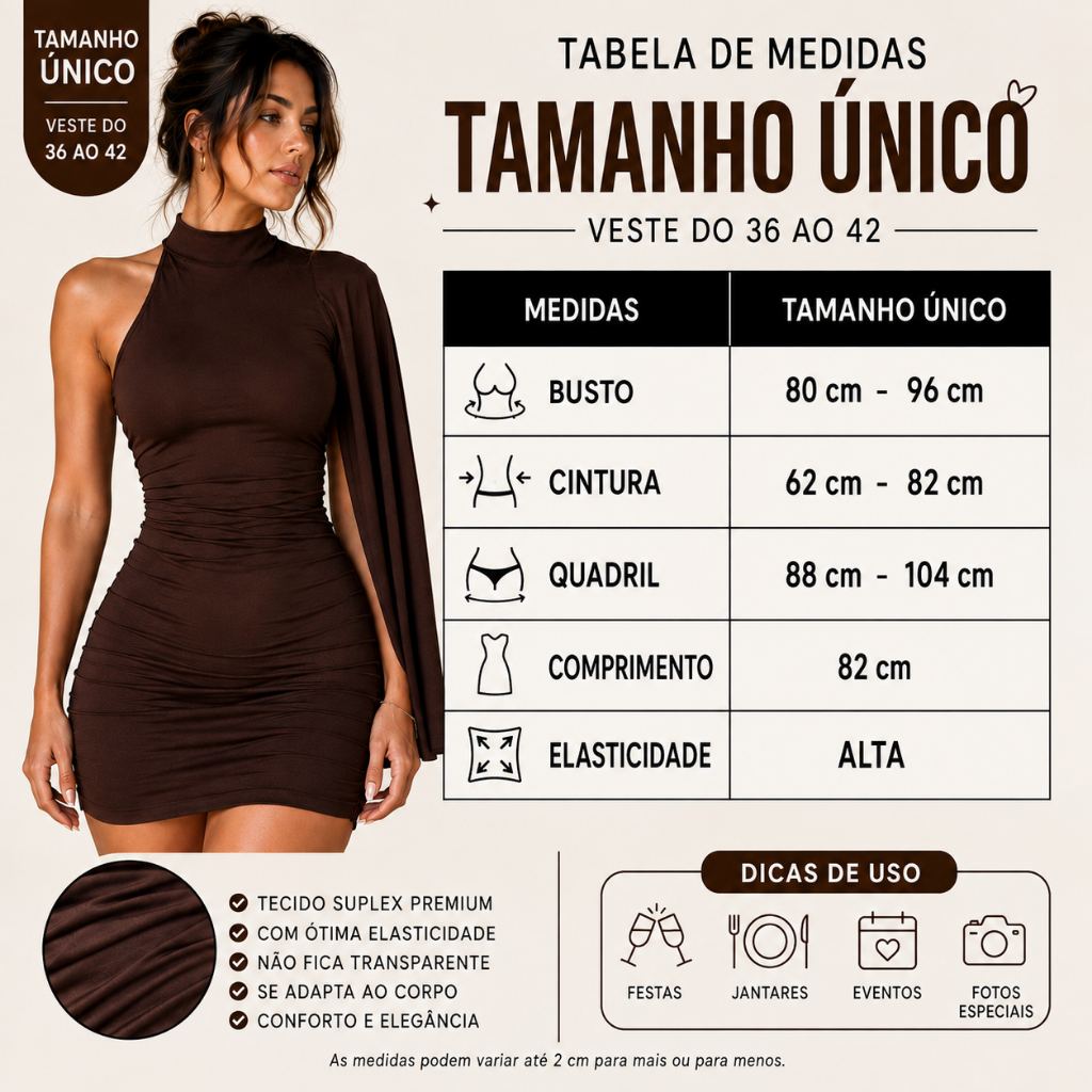 Vestido Feminino Curto Gola Alta Nula Manga Moda Gringa
