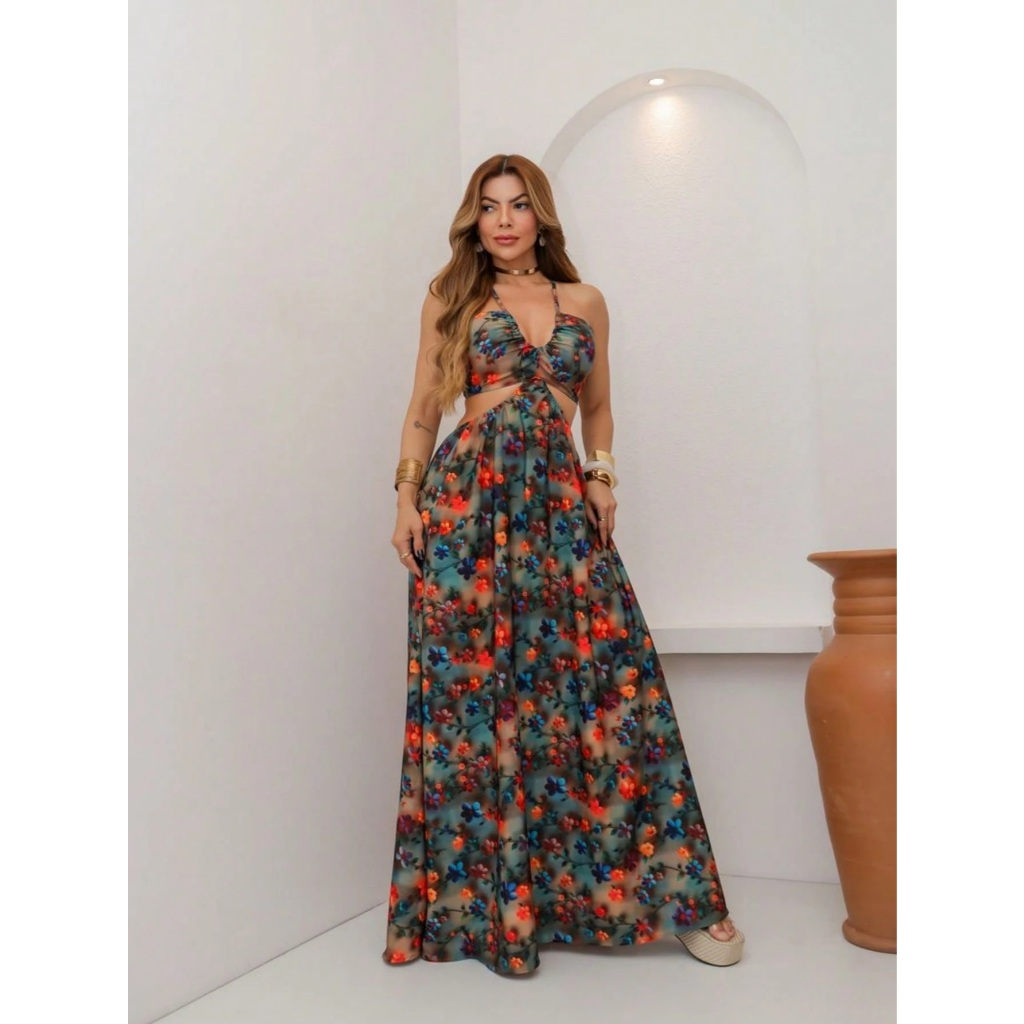 Vestido longo com bojo boho
