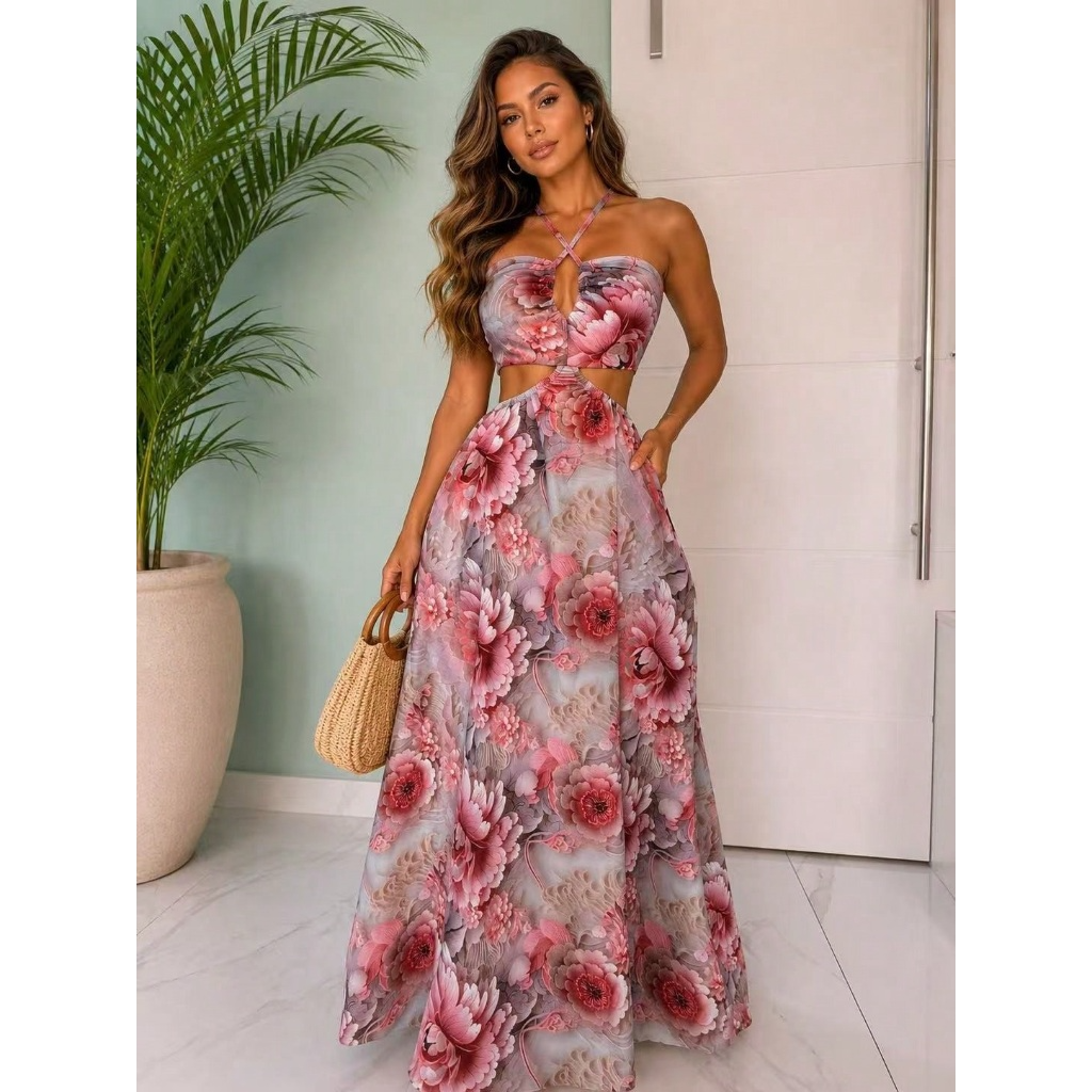 Vestido longo com bojo boho